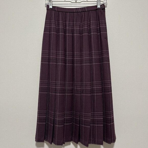 Pendleton Dresses & Skirts - Pendleton Edition Virgin Wool Purple Plaid Pleated Midi School Girl Skirt Size 6